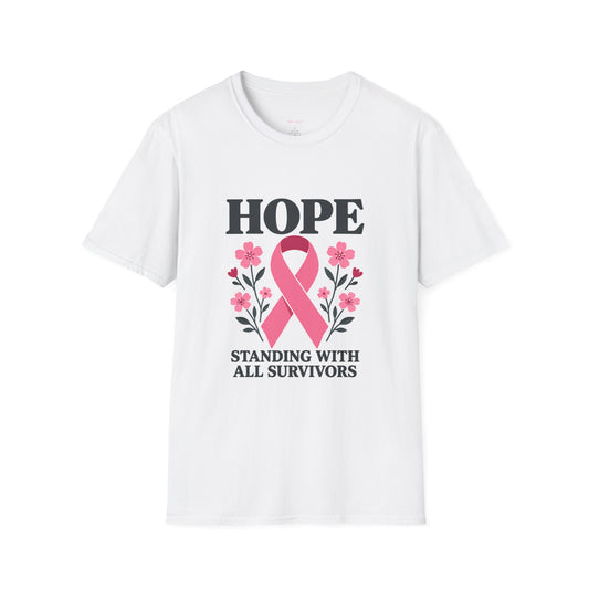 Hope Pink Ribbon T-Shirt — Standing With All Survivors Breast Cancer Awareness Tee